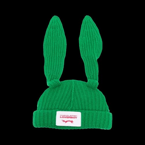 Charles Jeffrey Loverboy Chunky Rabbit Beanie 'Green Stripe'