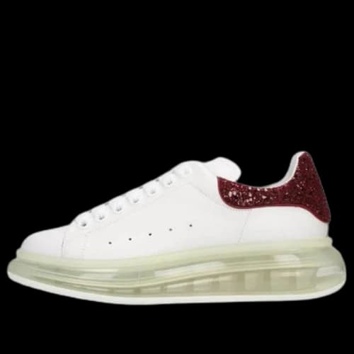 Alexander McQueen Clear Sole Oversized Sneaker 'White Burgundy Sequins' (Women's)