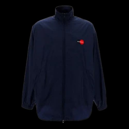 Balenciaga Logo Zipper Stand Collar Jacket Blue
