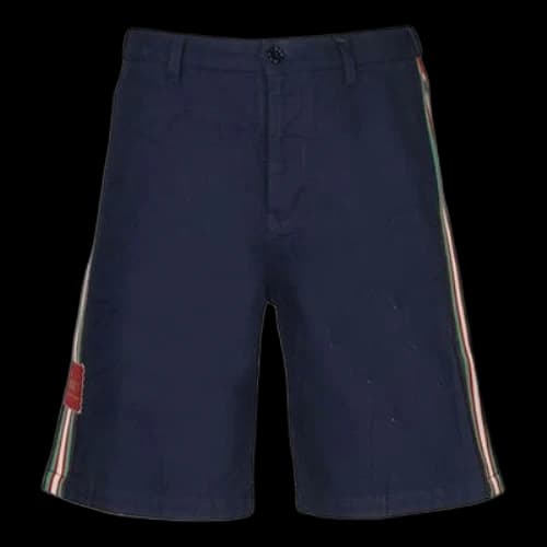 Gucci SS21 Logo Side Stripe Contrasting Colors Loose Shorts Navy Blue