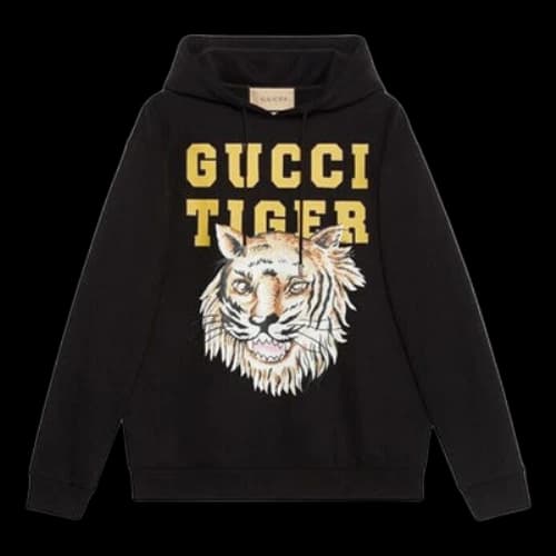 Gucci Tiger Logo Cotton Sweatshirt 'Black Yellow'