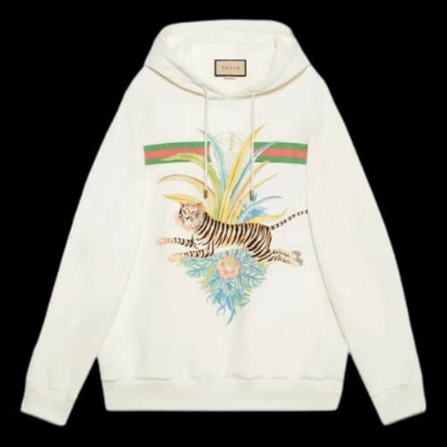 Gucci TIGER Hooded Sweatshirt 'Ivory'