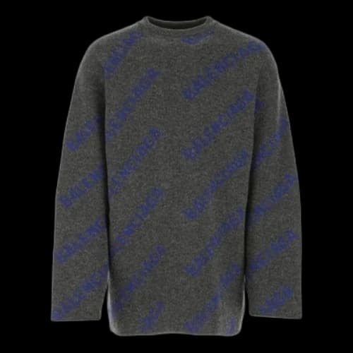 Balenciaga Intarsia Knit Logo Jumper 'Dark Grey'