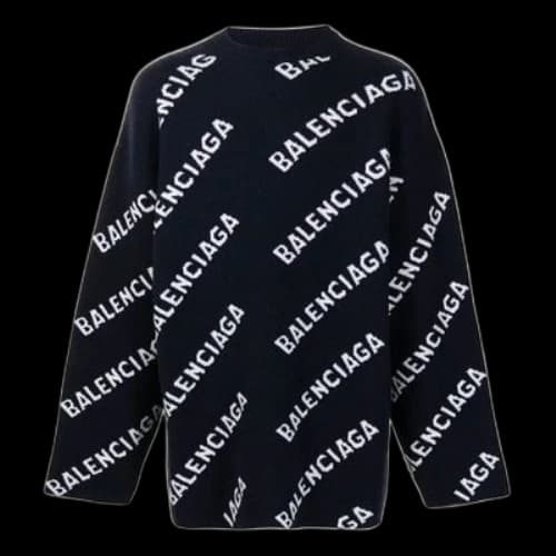 Balenciaga Intarsia Knit Logo Jumper 'Black'