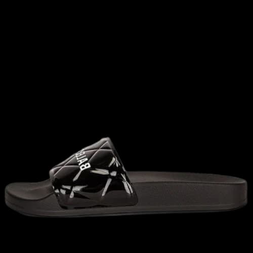 Balenciaga Quilted Logo Rubber Slides Sandals Black (Women's)