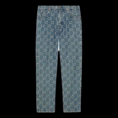 Gucci GG Jacquard Denim Pants 'Blue White'