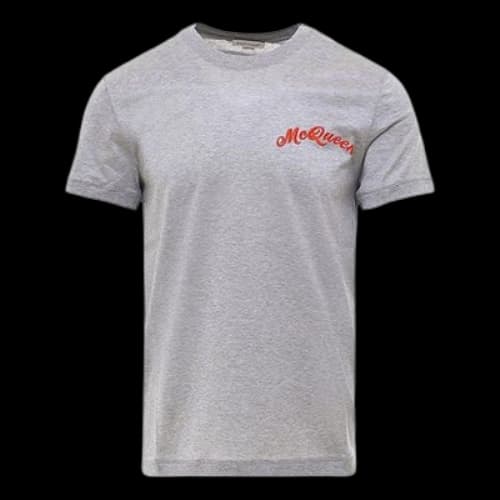 Alexander McQueen Logo Alphabet Pattern Short Sleeve Gray