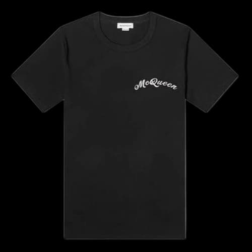 Alexander McQueen FW21 Logo Micro Mark Embroidered Casual Short Sleeve Black