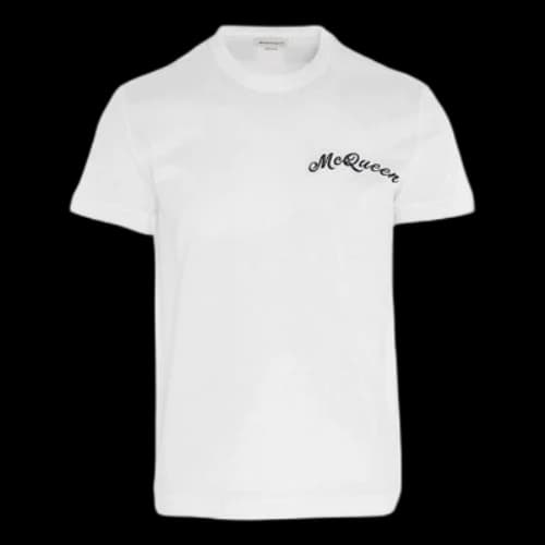 Alexander McQueen SS21 Logo Micro Mark Embroidered Casual Short Sleeve White