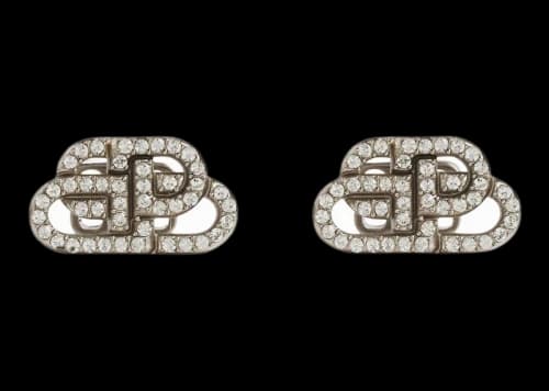 Balenciaga BB XS Stud Earrings Crystal/Silver