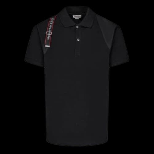 Alexander McQueen FW21 Logo Splicing Short Sleeve Polo Shirt Black