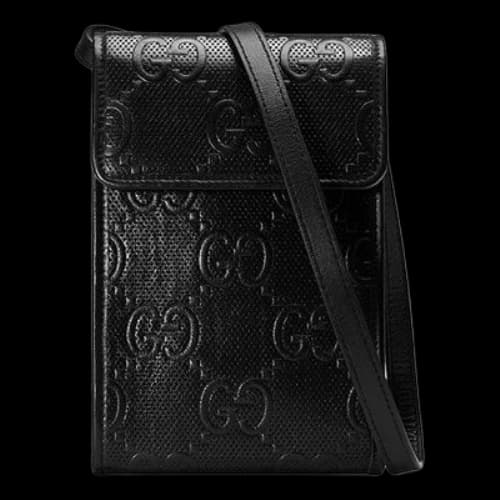 Gucci Logo Embossing Leather Shoulder Messenger Bag Mini Unisex / Black (Women's)