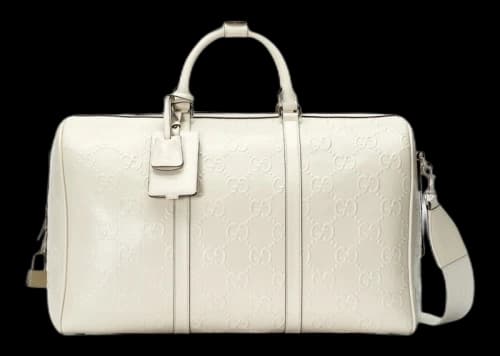 Gucci GG Embossed Duffle Bag White