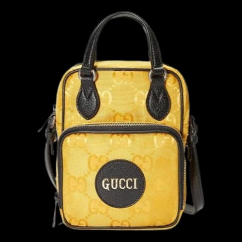 Gucci Off The Grid OTG Environmental Friendly Series Logo Leather Logo Nylon handbag Unisex / Yellow / Black