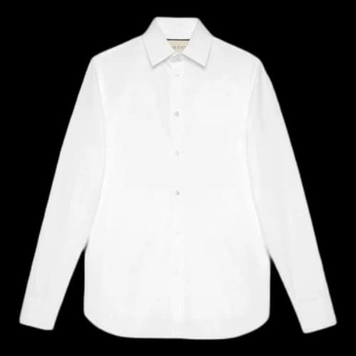 Gucci Button Sleeve Minimalistic Solid Color Slim Fit Long Sleeves Shirt White