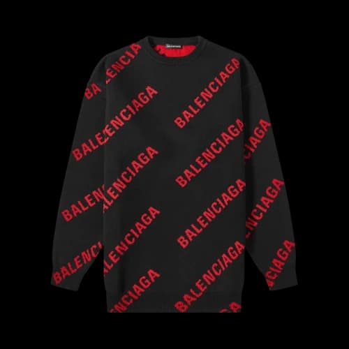Balenciaga Allover Logo Crewneck 'Black/Red'