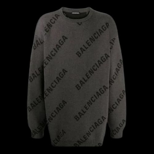 Balenciaga Intarsia Knit Logo Jumper 'Grey'