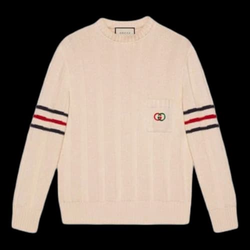 Gucci Double G Cotton Knit Sweater Male White