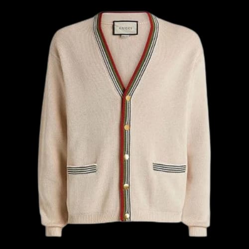 Gucci V-Neck Cotton Cardigan 'Beige'