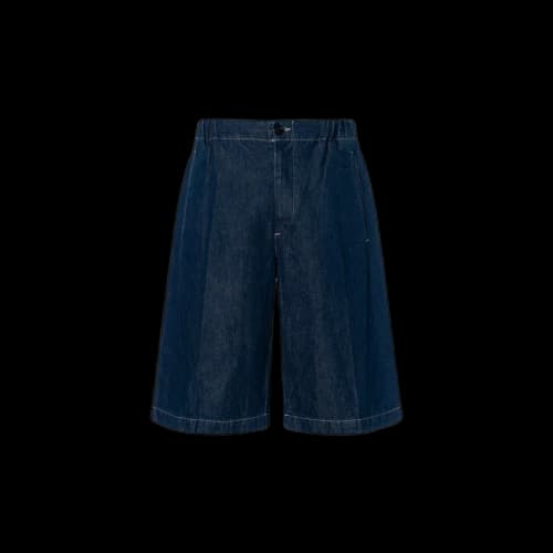 Gucci Stone Mill Washed Denim Bermuda Shorts For Men Navy