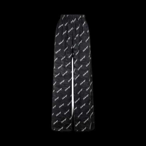 Balenciaga Oblique Logo Silk Trousers 'Black/White'