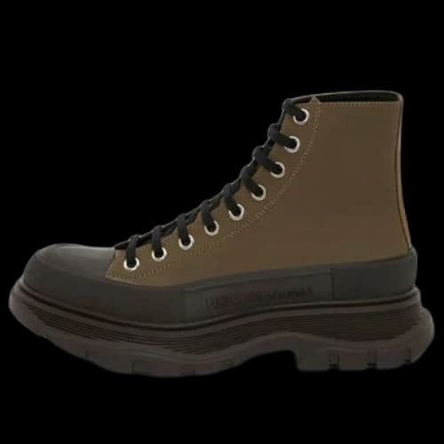 Alexander McQueen Leather Ankle Boots 'Khaki Green'