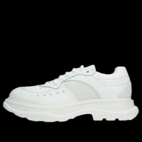 Alexander McQueen Tread Suede-panelled Leather Trainers 'White'