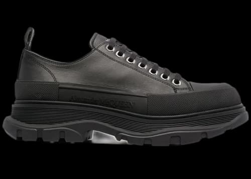 Alexander McQueen Tread Slick Low Lace Up Black Leather