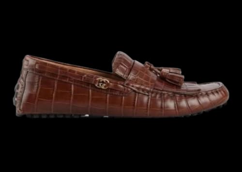 Gucci Crocodile Tassel Driver Loafer Brown