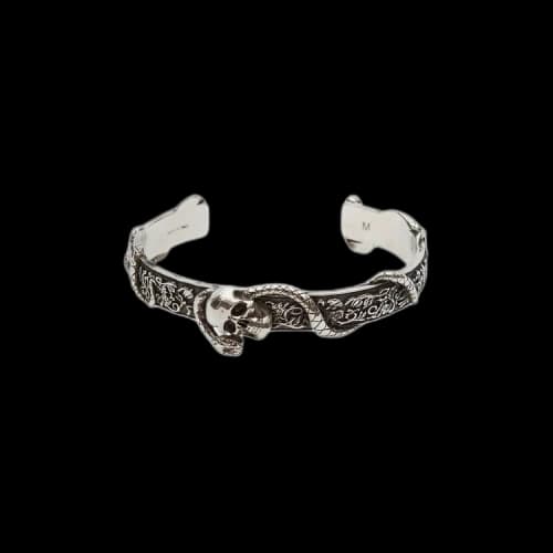 Alexander McQueen Skull and Snake Bracelet 'Antique Silver'