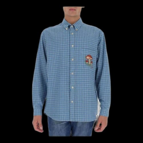 Gucci Mushroom Embroidery Check Shirt 'Blue'