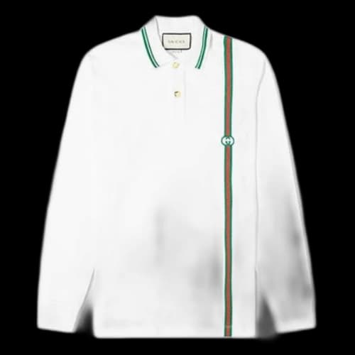 Gucci Long Sleeve Stripe Jersey Polo 'White'