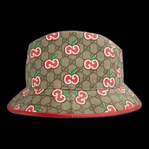 Gucci Canvas Fedora Hat With GG Apple Print 'Beige'