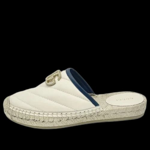 Gucci Leather Espadrilles With Double G Slides 'White' (Women's)
