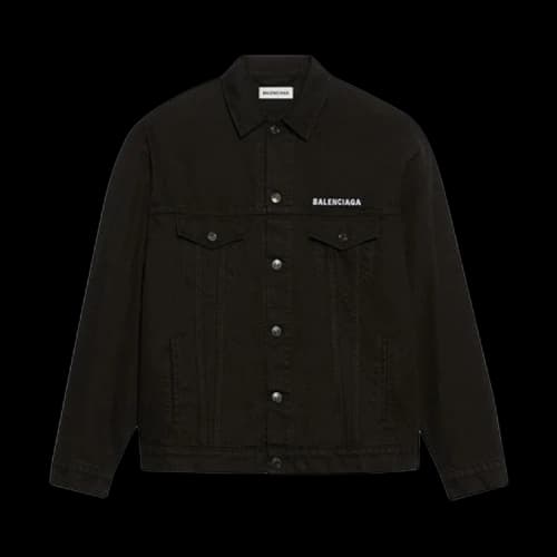 Balenciaga Large Fit Logo Denim Jacket 'Pitch Black'