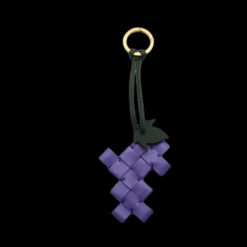 Bottega Veneta Leather Keychain Purple/Green