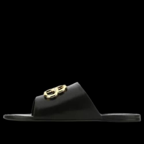 Balenciaga Black Leather Black Slippers (Women's)