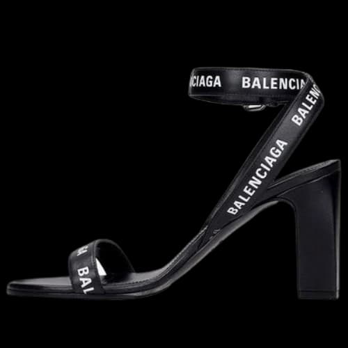 Balenciaga All Over Logo Sandal Heels 'Black' (Women's)