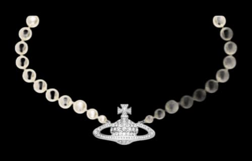 Vivienne Westwood One Row Pearl Bas Relief Choker 'Silver'