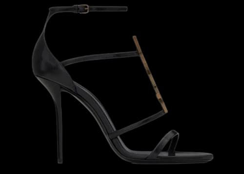 Saint Laurent Cassandra Sandal Heels Black Leather