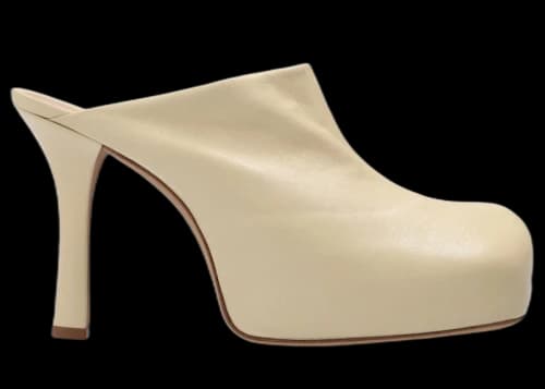 Bottega Veneta The Bold Square Toe Leather Platform Mule Cream (Women's)