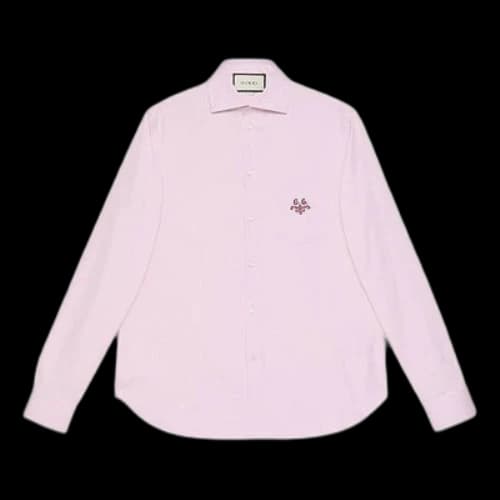 Gucci GG Embroidered Cotton Shirt For Men Pink