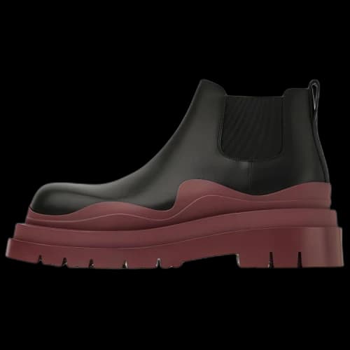 Bottega Veneta Leather Tire Chunky Sole Ankle Chelsea Boot Black Brown