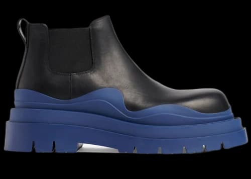 Bottega Veneta Leather Tire Chunky Sole Ankle Chelsea Boot Black Cruise