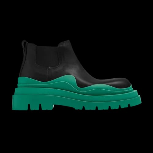 Bottega Veneta Tire Cropped Boot 'Black Acid Turquoise' (Women's)