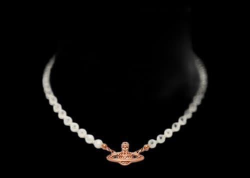 Vivienne Westwood Choker Mini Bas Relief Pink Gold-Tone