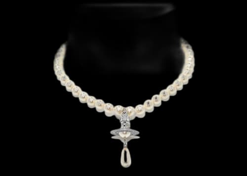 Vivienne Westwood Choker One Row Pearl Drop Silver