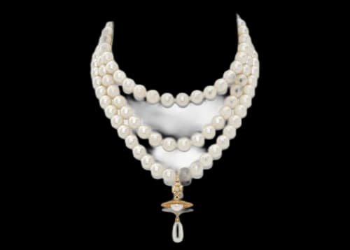 Vivienne Westwood Choker Three Row Pearl Drop Gold