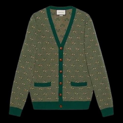 Gucci GG Striped Wool Cardigan For Men Green