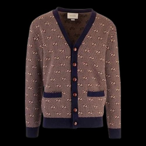 Gucci Stripe Wool Knitting Cardigan Brown